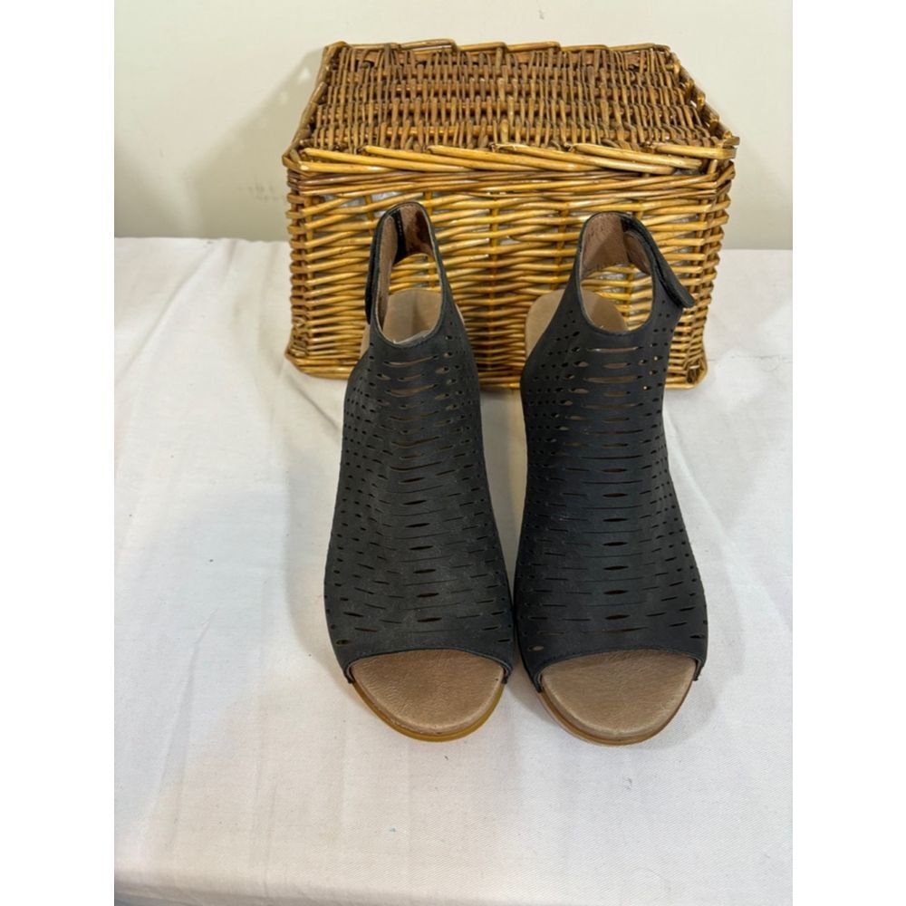 Black Cutout Peep-Toe Women's Booties